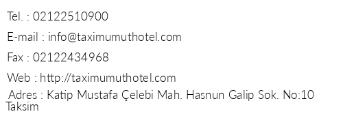 Taxim Umut Hotel telefon numaralar, faks, e-mail, posta adresi ve iletiim bilgileri
